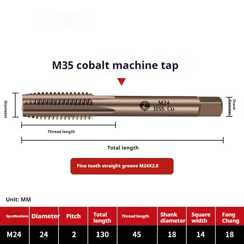 2122-M35 straight groove tap containing cobalt stainless steel, special fine tooth coarse tooth machine, tapping drill bit tool wire Shandong Denso Pricision Tools Co.,Ltd.